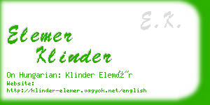 elemer klinder business card